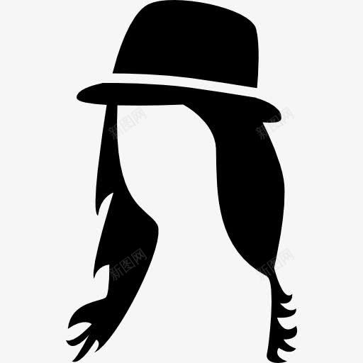 长头发戴帽子的图标png_新图网 https://ixintu.com 人 假发 头发沙龙 帽子 长头发 黑色的头发