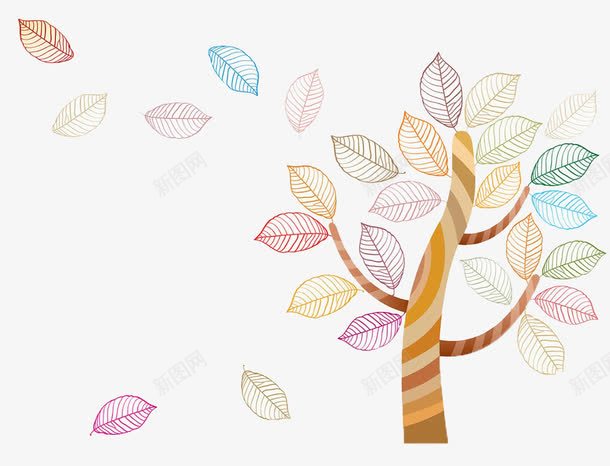 彩色漂浮手绘树叶png免抠素材_新图网 https://ixintu.com 彩色 手绘 树叶 漂浮 风 风吹效果