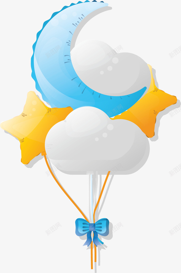 星月云朵卡通气球矢量图ai免抠素材_新图网 https://ixintu.com 云朵气球 卡通气球 星月气球 气球 气球束 矢量png 矢量图