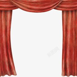 红色古典窗帘素材