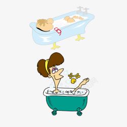 漫画浴缸泡澡素材