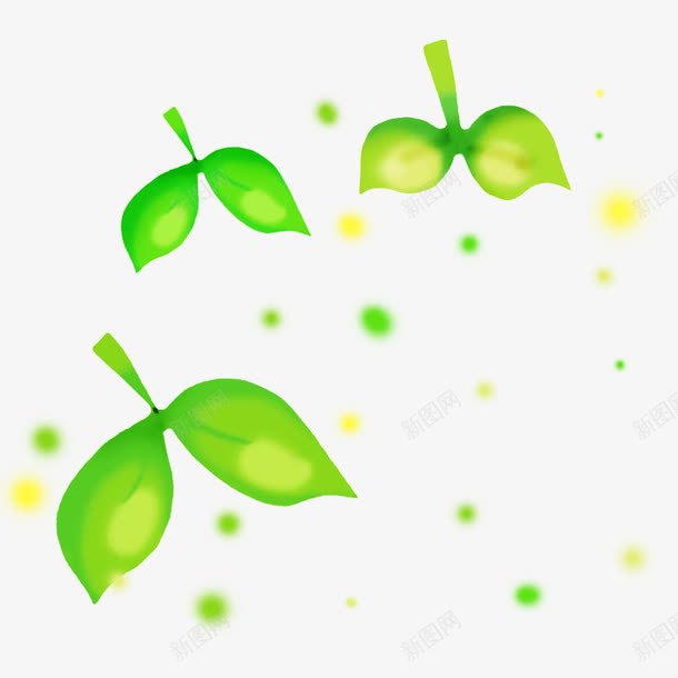漂浮的绿叶png免抠素材_新图网 https://ixintu.com 卡通 彩绘 手绘 桔梗 漂浮 绿叶 绿色的 装饰