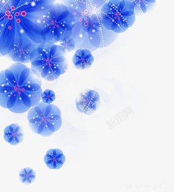 半包围素雅蓝色花朵半包围边框纹理i高清图片