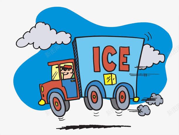 卡通冰淇淋运货车png免抠素材_新图网 https://ixintu.com 冰淇淋 卡通 蓝色 运货车