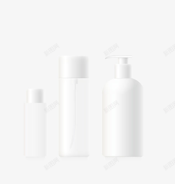 3个包装瓶png免抠素材_新图网 https://ixintu.com PNG 免费矢量图 洗发液 白色 高清图