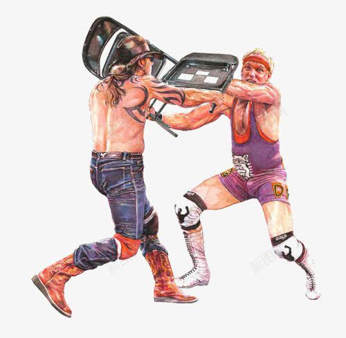 摔跤运动png免抠素材_新图网 https://ixintu.com WWG 手绘运动员 打架 表演 运动员