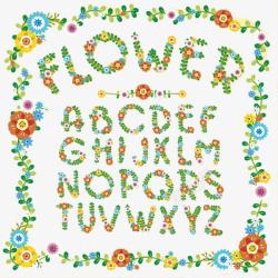 野花拼凑艺术字母片素材