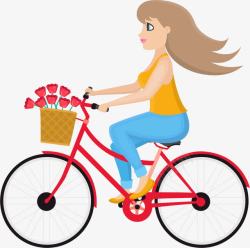矢量兜风的女孩骑单车兜风的女孩高清图片