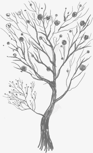 手绘冬季黑色大树png免抠素材_新图网 https://ixintu.com 冬季 大树 黑色 黑色大树