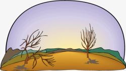 荒漠干枯树干风景插画矢量图素材
