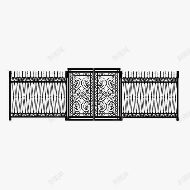 黑色细密铁艺线条大门png免抠素材_新图网 https://ixintu.com 大门 线条 细密 铁艺 铁艺围栏 黑色