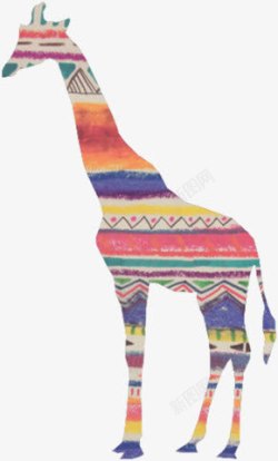 手绘水彩长颈鹿素材