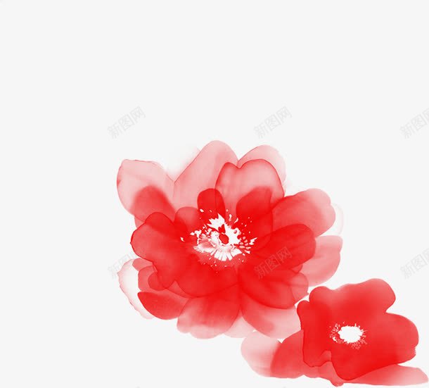 红色古典墨迹花朵png免抠素材_新图网 https://ixintu.com 古典 墨迹 红色 花朵