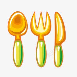 刀叉勺套装黄色的刀叉勺高清图片