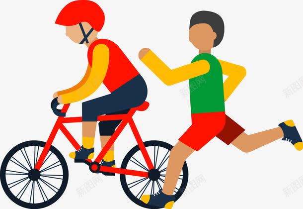 骑单车跑步png免抠素材_新图网 https://ixintu.com 健康 跑步 运动 骑单车
