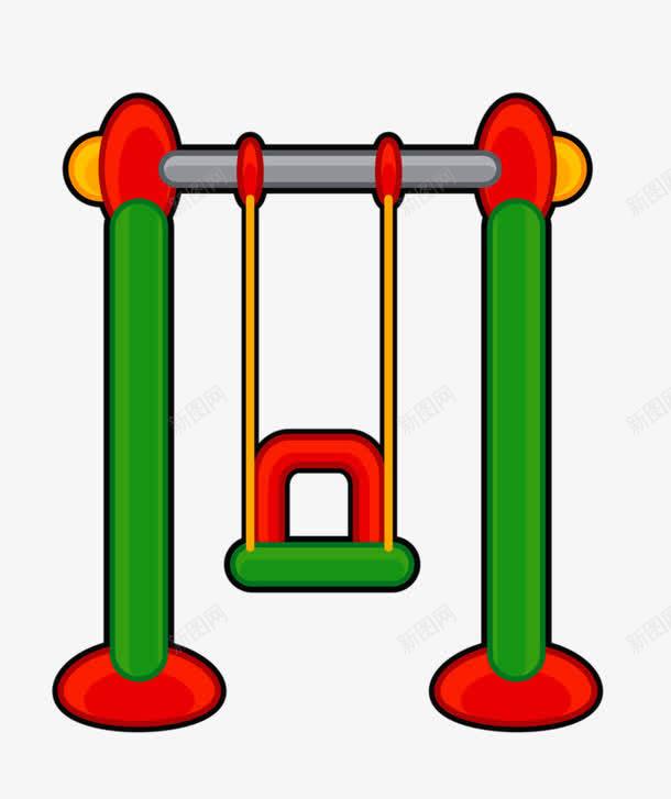 彩色秋千png免抠素材_新图网 https://ixintu.com 卡通 幼儿园 秋千 红色 绿色