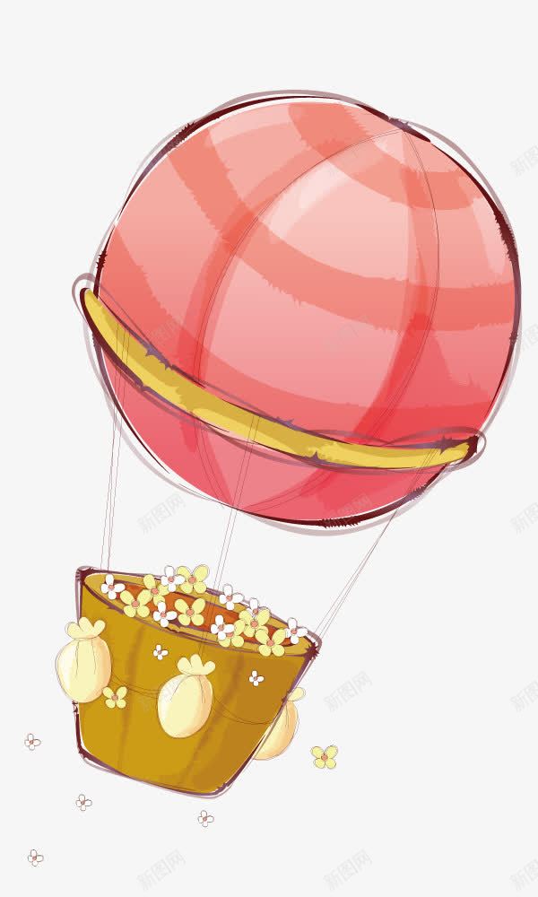 热气球上的花朵png免抠素材_新图网 https://ixintu.com 卡通 插画 热气球 花朵