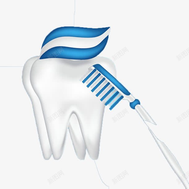 蓝色牙刷与牙齿png免抠素材_新图网 https://ixintu.com 牙刷 牙膏 牙齿