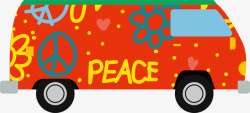 涂鸦嬉皮车和平主题的多彩嬉皮车矢量图高清图片