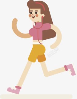 健身运动女听音乐跑步高清图片