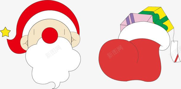 卡通圣诞礼物盒png免抠素材_新图网 https://ixintu.com 卡通人物 圣诞老人矢量图片 礼物袜 红色