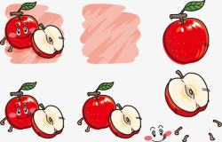 卡通手绘苹果虫子素材