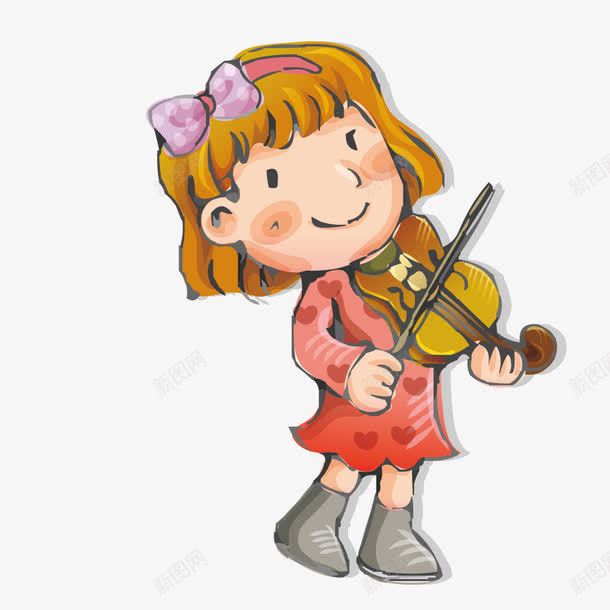 拉小提琴的小女孩png免抠素材_新图网 https://ixintu.com 卡通 女孩 小提琴