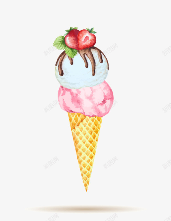 手绘冰淇淋png免抠素材_新图网 https://ixintu.com 冰淇淋 卡通 甜食 食物