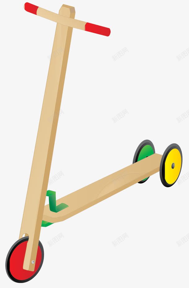 滑板车木质png免抠素材_新图网 https://ixintu.com 木质 滑板车 玩具