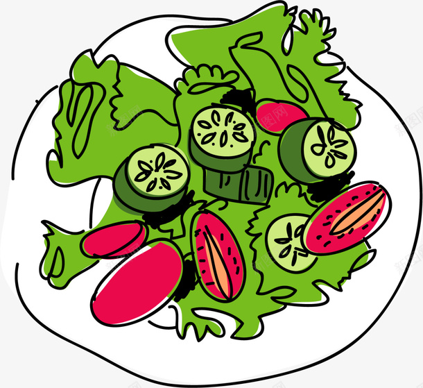 绿色水彩手绘沙拉png免抠素材_新图网 https://ixintu.com 517 减肥餐 吃货节 绿色蔬菜 美食节 蔬菜沙拉 食品 餐饮