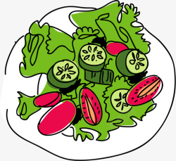 吃货绿色水彩手绘沙拉高清图片