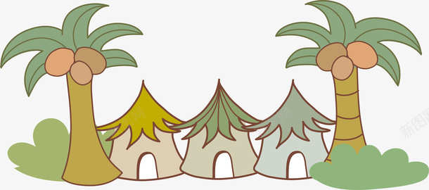 卡通手绘植物插画png免抠素材_新图网 https://ixintu.com 儿童 卡通手绘 帐篷 植物 涂鸦 矢量图案
