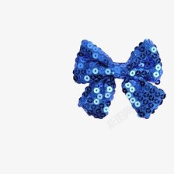 蓝色珠片蝴蝶结发夹素材
