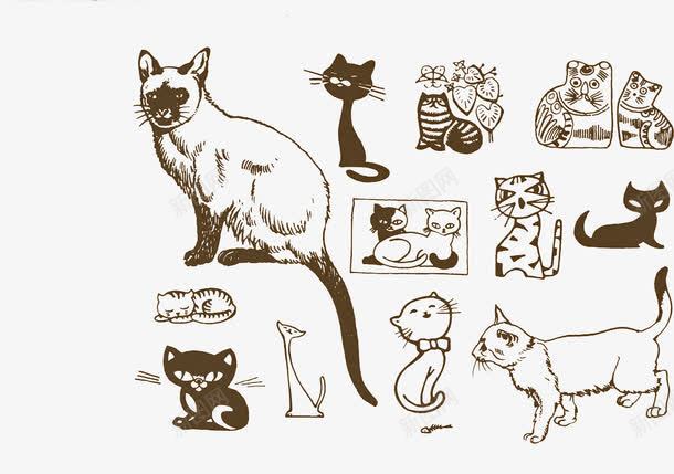 手绘卡通猫壁纸png免抠素材_新图网 https://ixintu.com 卡通 壁纸 设计