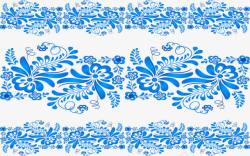装饰中国风蓝色花纹蕾丝带素材