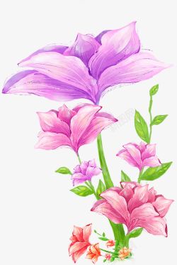 绘画紫色花卉画报素材