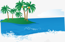 夏日海中椰岛效果元素素材