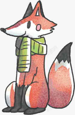 蹲着的狐狸手绘可爱红色狐狸高清图片
