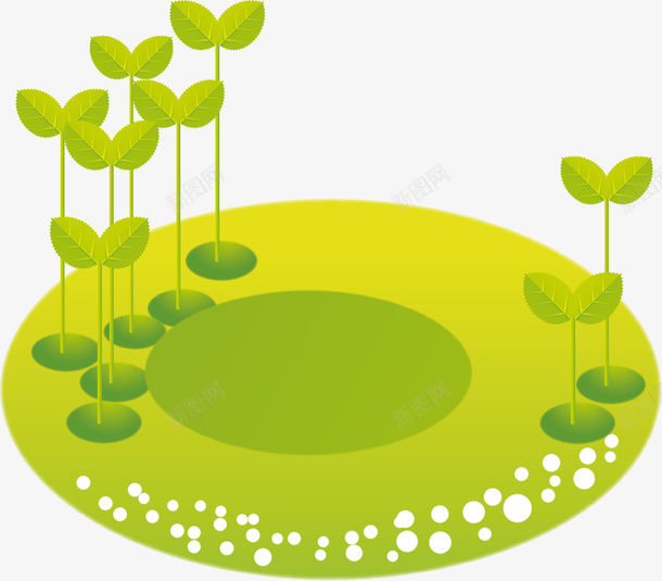 卡通绿地矢量图ai免抠素材_新图网 https://ixintu.com 卡通手绘 卡通树苗 卡通白花 卡通绿地 绿叶 矢量图