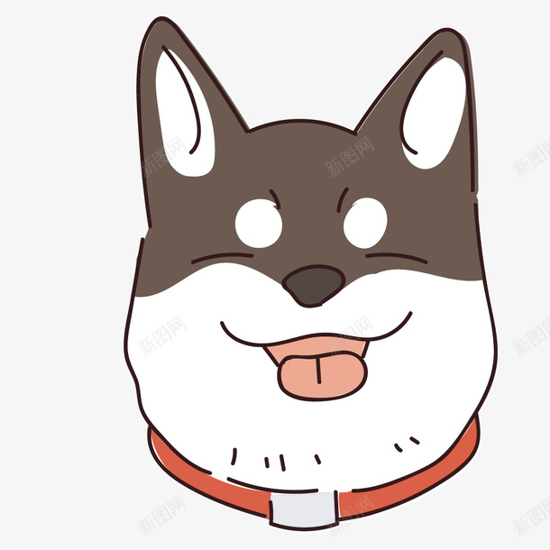 卡通手绘可爱的小狗头像png免抠素材_新图网 https://ixintu.com 创意 卡通手绘 可爱 小狗头像 开心的 白色