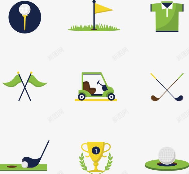手绘9个高尔夫球图标png_新图网 https://ixintu.com 图标 手绘 标签 高尔夫