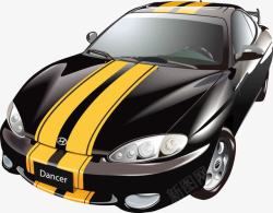 超酷的跑车时尚黑黄色超酷跑车矢量图高清图片