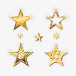 金色五角星装饰图案素材