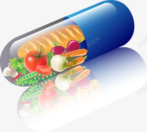 缴纳水果蔬菜png免抠素材_新图网 https://ixintu.com 健康 卡通 拟真 胶囊