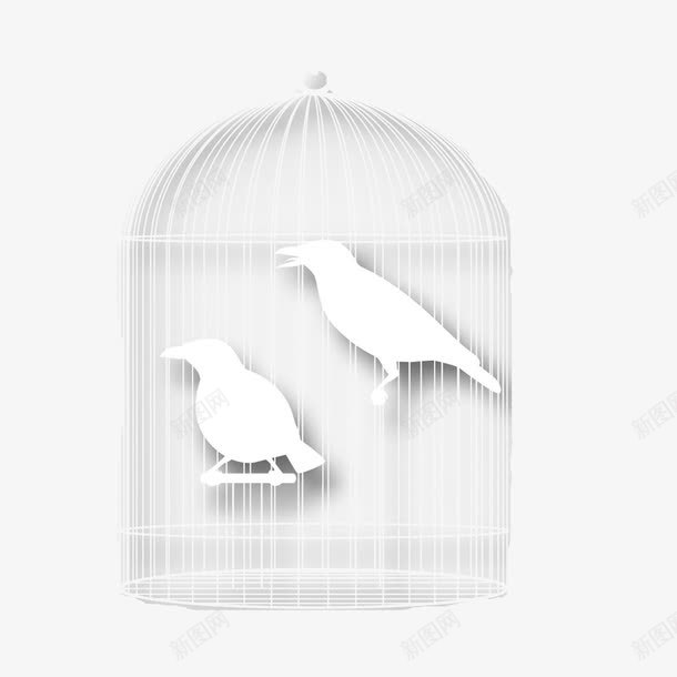 纸雕鸟笼里的鸟png免抠素材_新图网 https://ixintu.com 动物 白色 纸雕 艺术 鸟