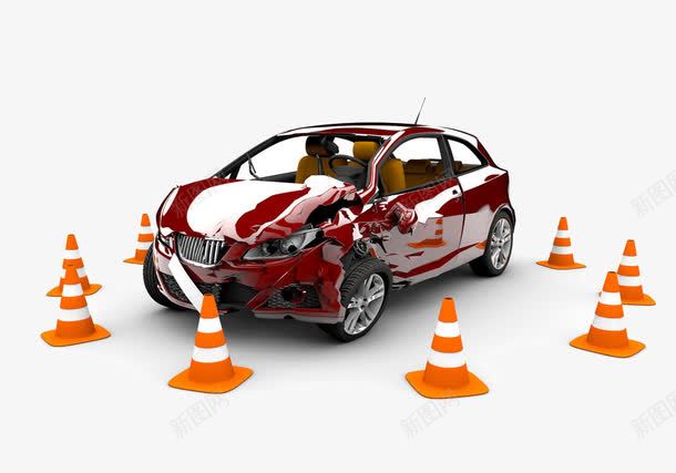 圈着的汽车png免抠素材_新图网 https://ixintu.com 交通 安全警示 汽车 红色 轿车