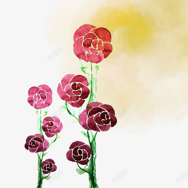 渲染的花朵与墨渍png免抠素材_新图网 https://ixintu.com 手绘 水墨 渲染 花