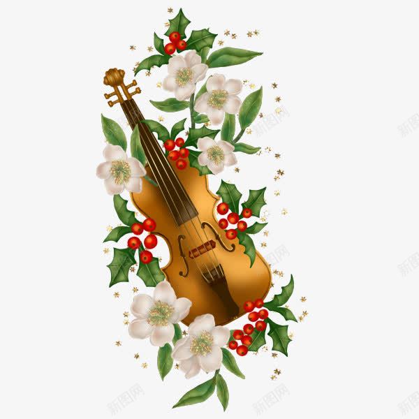 小提琴和鲜花png免抠素材_新图网 https://ixintu.com 小提琴 白花 鲜花