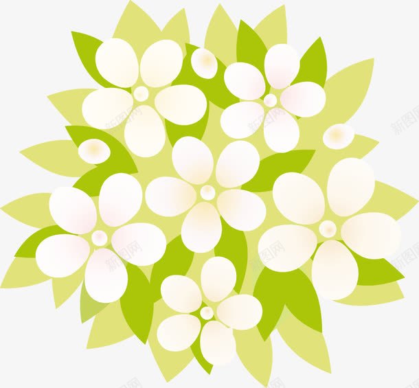 绿色植物小白花创意图标png_新图网 https://ixintu.com 创意图标 小白花 绿色植物