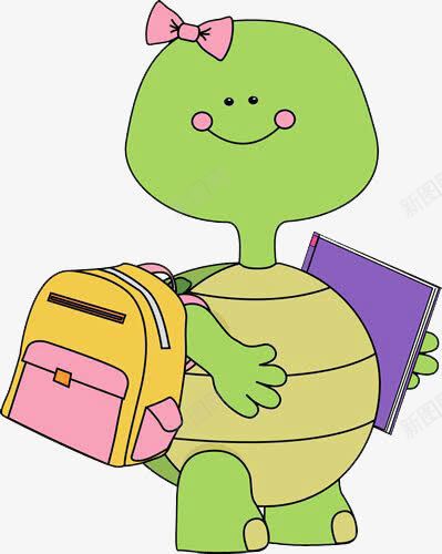 背书包的乌龟png免抠素材_新图网 https://ixintu.com 乌龟 创意设计 图案设计 绿色乌龟
